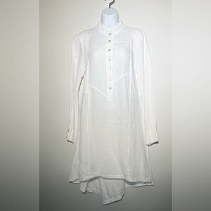 Inizio Linen White High Low Dress Italy